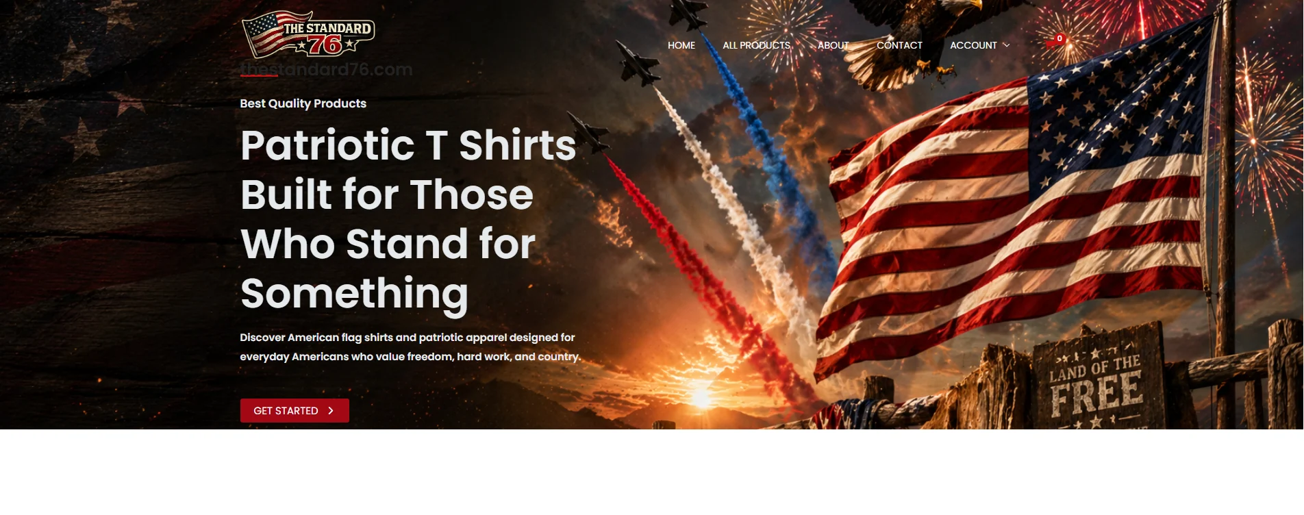 The Standard 76 online store homepage
