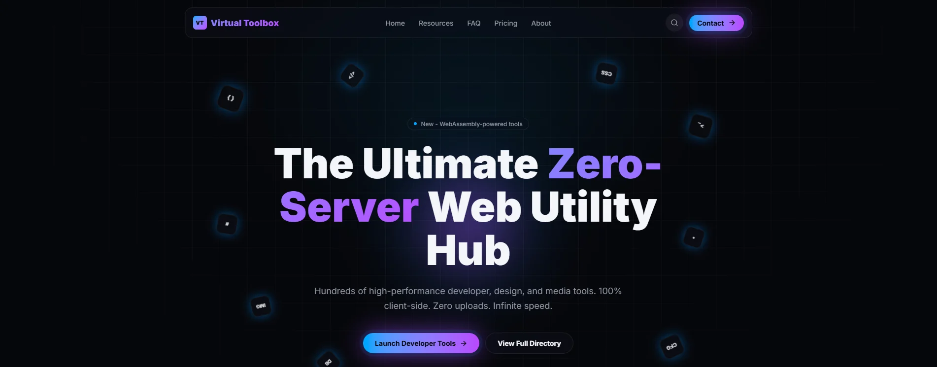 Virtual Toolbox website homepage